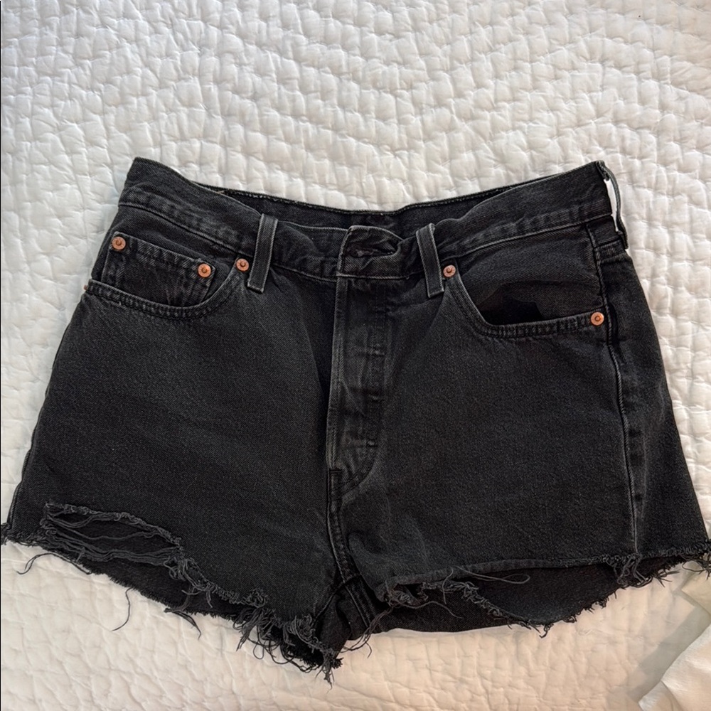 Black Distressed Levi Shorts